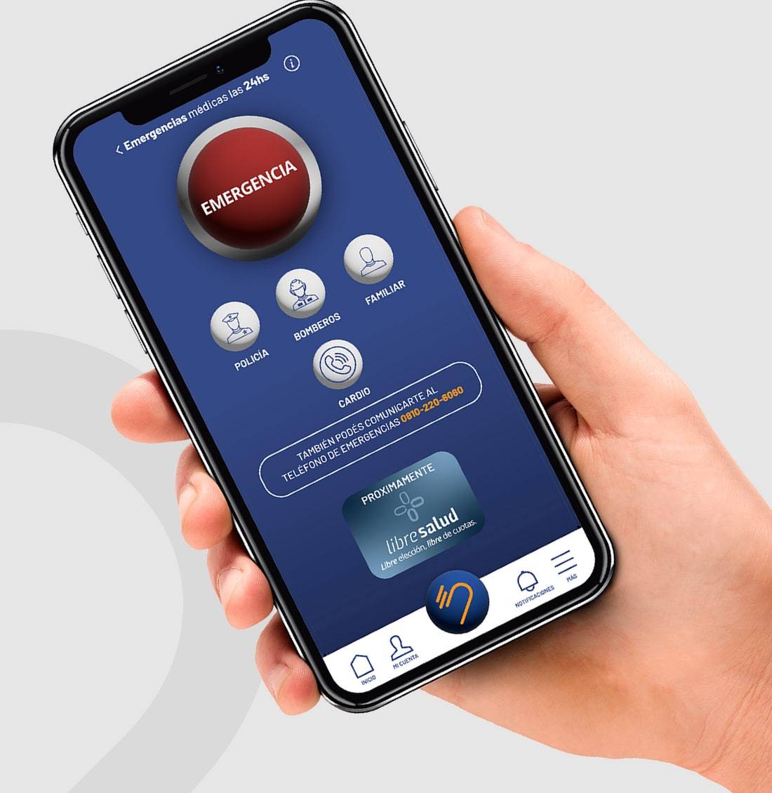 Aplicación Cardio 24hs en un celular